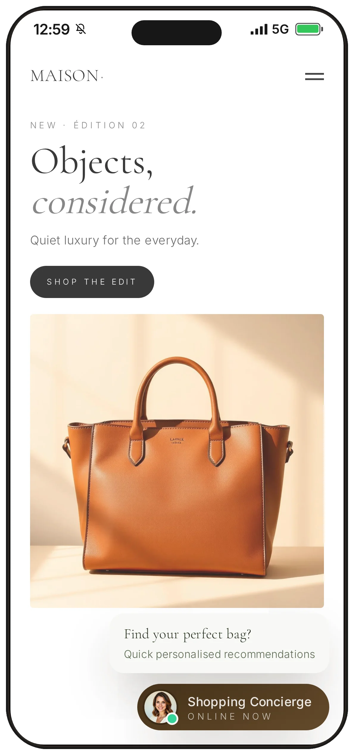 The Glowable launcher on a mobile site